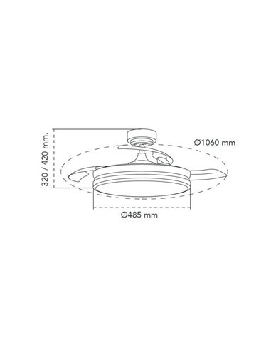 Ventilador de Techo LED con aspas plegables PANAM Cerezo 72W 7920Lm CCT