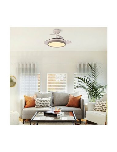 Ventilador de teto LED com lâminas dobráveis PANAM Mini Ash 46W 5520Lm CCT