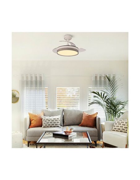 Ventilateur de Plafond LED à pales repliables PANAM Mini Ash 46W 5520Lm CCT
