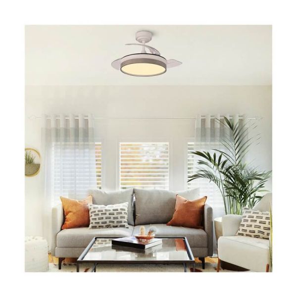 Ventilador de teto LED com lâminas dobráveis PANAM Mini Ash 46W 5520Lm CCT