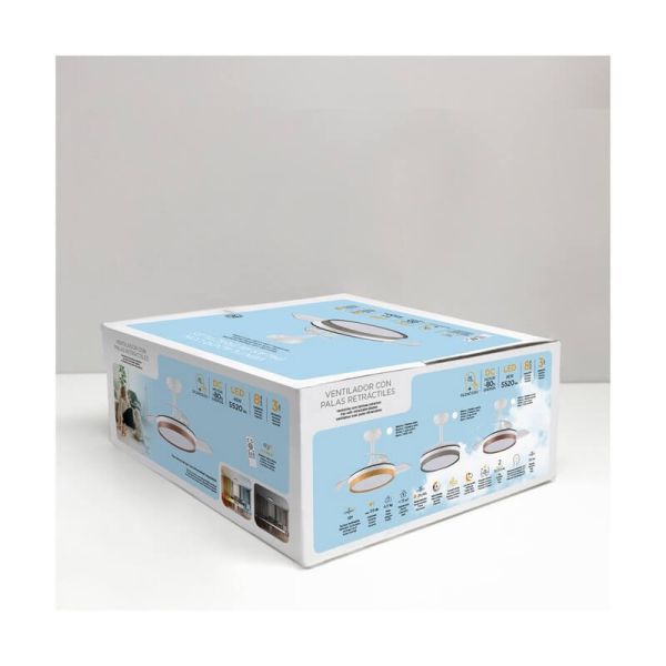 Ventilador de teto LED com lâminas dobráveis PANAM Mini Ash 46W 5520Lm CCT