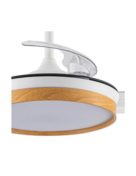 Ventilateur de Plafond LED à pales repliables PANAM Mini Hêtre 46W 5520Lm CCT