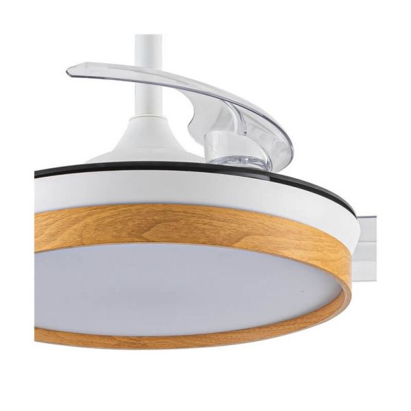 Ventilateur de Plafond LED à pales repliables PANAM Mini Hêtre 46W 5520Lm CCT