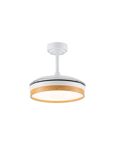 Ventilateur de Plafond LED à pales repliables PANAM Mini Hêtre 46W 5520Lm CCT