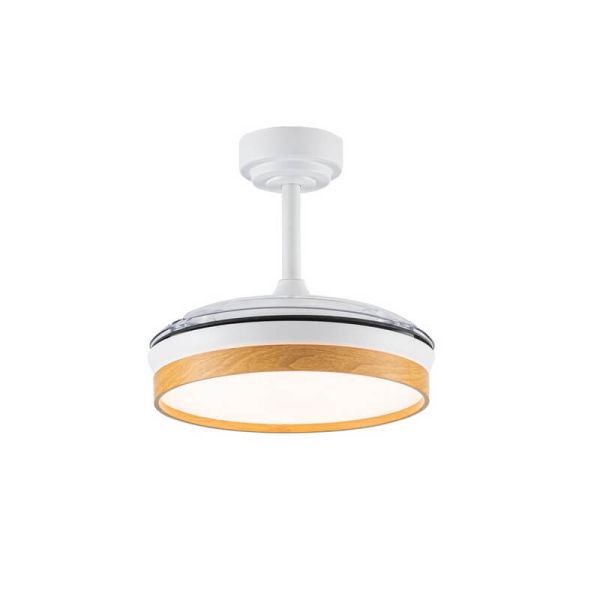 Ventilateur de Plafond LED à pales repliables PANAM Mini Hêtre 46W 5520Lm CCT