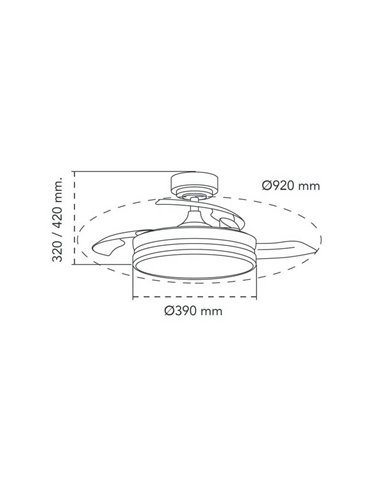 Ventilateur de Plafond LED à pales repliables PANAM Mini Hêtre 46W 5520Lm CCT