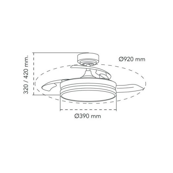 Ventilador de Techo LED aspas plegables PANAM Mini Cerezo 46W 5520Lm CCT