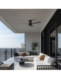 Ventilateur de plafond avec brumisateur noir MIST 23W pour extérieur IP44 adapté aux plafonds bas 2