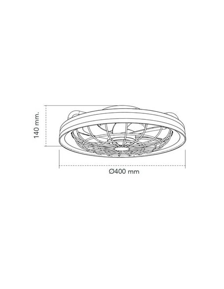 Ventilador Plafón LED circular de rejilla RAFALE 50W 4800Lm Dimmable 3000K/4000K/6000K