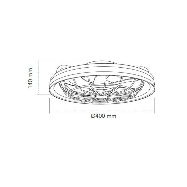 Ventilador de teto LED com grade circular RAFALE 50W 4800Lm regulável 3000K/4000K/6000K
