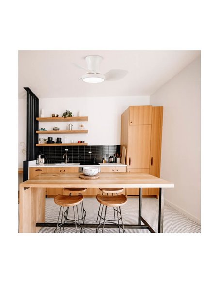 REEL Ventilateur de plafond LED blanc, pour plafond bas 20W 1900Lm CCT Dim