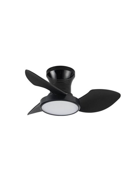 REEL Ventilateur de plafond LED noir, pour plafond bas 20W 1900Lm CCT Dim