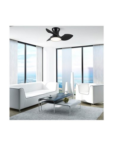 Ventilador de techo LED REEL Negro, para techos bajos 20W 1900Lm CCT Dim