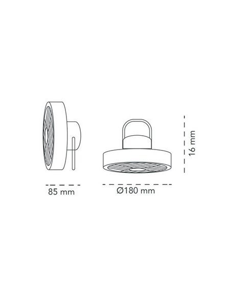 Ventilador portátil recargable LED SPLASH 5.5W 2 intensidades de luz + modo noche