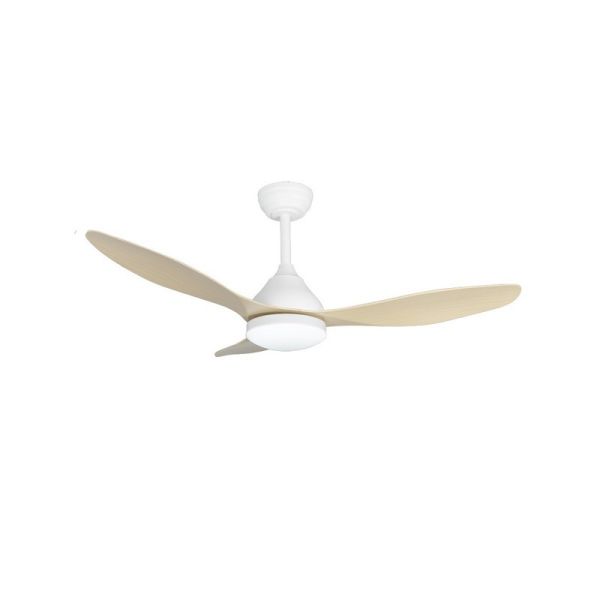 Ventilador de Techo LED STEL Blanco+Madera 20W 1900Lm CCT Dim 2 tijas