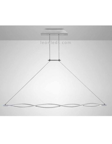 Lámpara de Techo Colgante Grande Sáhara 4865 42W Plata Cromo Altura Regulable Diseño Moderno | LeonLeds