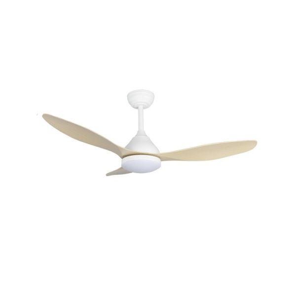 Ventilador de Techo LED STEL Blanco+Madera 20W 1900Lm CCT Dim 2 tijas