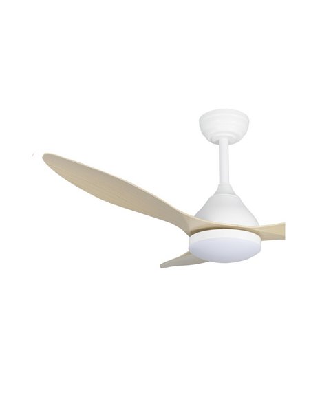 Ventilador de Techo LED STEL Blanco+Madera 20W 1900Lm CCT Dim 2 tijas