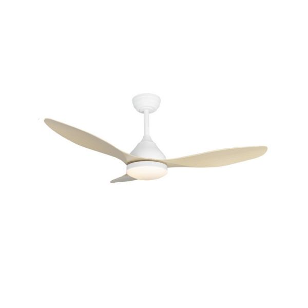 Ventilador de Techo LED STEL Blanco+Madera 20W 1900Lm CCT Dim 2 tijas