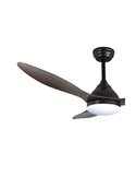 Ventilateur de Plafond LED STEL Noir+Bois 20W 1900Lm CCT Dim 2 tiges