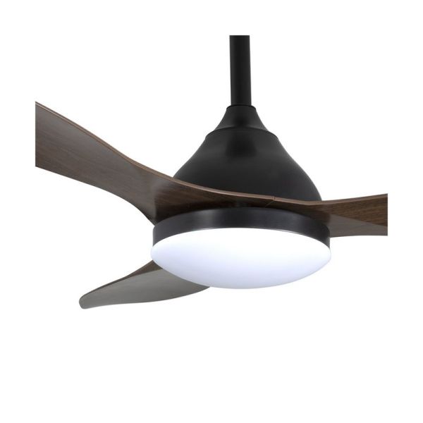 Ventilateur de Plafond LED STEL Noir+Bois 20W 1900Lm CCT Dim 2 tiges