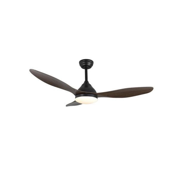 Ventilador de Teto STEL LED Preto+Madeira 20W 1900Lm CCT Dim 2 hastes