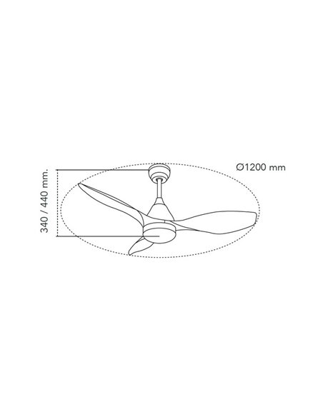 Ventilador de Techo LED STEL Negro+Madera 20W 1900Lm CCT Dim 2 tijas