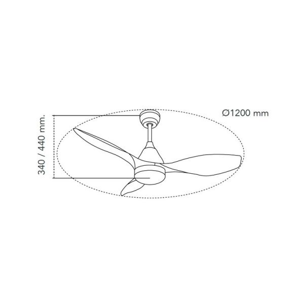 Ventilateur de Plafond LED STEL Noir+Bois 20W 1900Lm CCT Dim 2 tiges