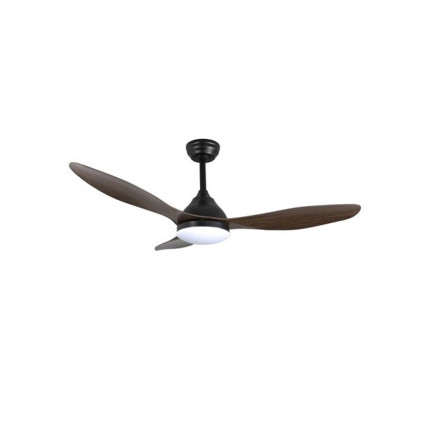 Ventilador de Techo LED STEL Negro+Madera 20W 1900Lm CCT Dim 2 tijas