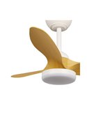 Ventilateur de Plafond LED STEL Mini S Blanc+Bois pour petites pièces 20W 1900Lm CCT Dim