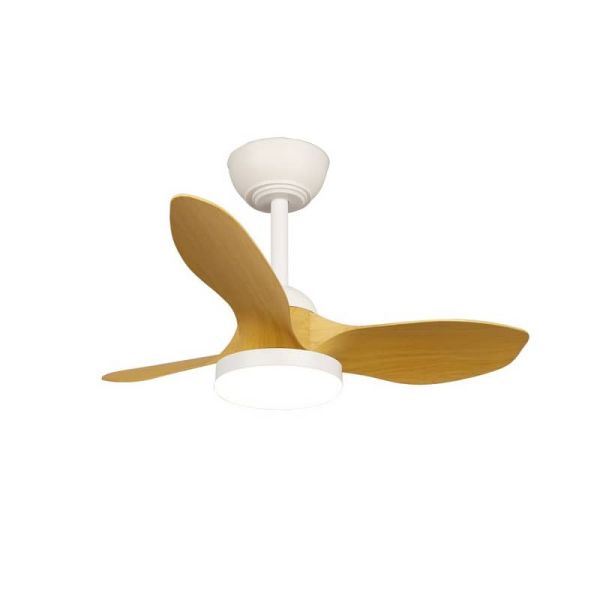 Ventilador de teto STEL Mini S LED Branco+Madeira para salas pequenas 20W 1900Lm CCT Dim