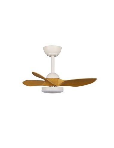 Ventilador de Techo LED STEL Mini S Blanco+Madera para habitaciones pequeñas 20W 1900Lm CCT Dim
