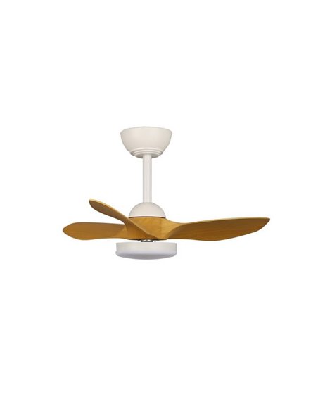 Ventilador de Techo LED STEL Mini S Blanco+Madera para habitaciones pequeñas 20W 1900Lm CCT Dim