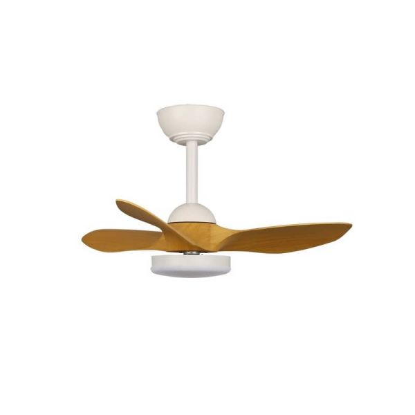 Ventilateur de Plafond LED STEL Mini S Blanc+Bois pour petites pièces 20W 1900Lm CCT Dim