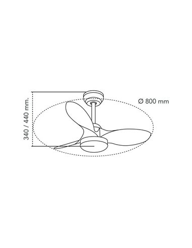 Ventilador de Techo LED STEL Mini S Blanco+Madera para habitaciones pequeñas 20W 1900Lm CCT Dim