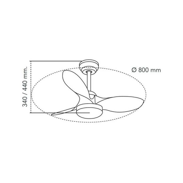 Ventilateur de Plafond LED STEL Mini S Blanc+Bois pour petites pièces 20W 1900Lm CCT Dim