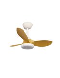 Ventilador de Techo LED STEL Mini S Blanco+Madera para habitaciones pequeñas 20W 1900Lm CCT Dim