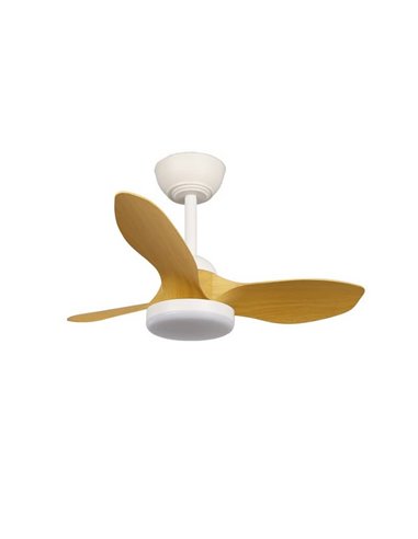Ventilador de Techo LED STEL Mini S Blanco+Madera para habitaciones pequeñas 20W 1900Lm CCT Dim