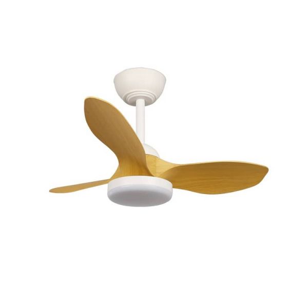 Ventilateur de Plafond LED STEL Mini S Blanc+Bois pour petites pièces 20W 1900Lm CCT Dim