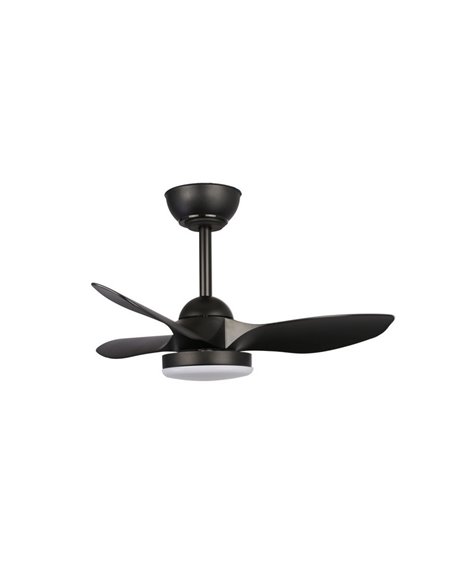 Ventilateur de Plafond LED STEL Mini S Noir pour petites pièces 20W 1900Lm CCT Dim
