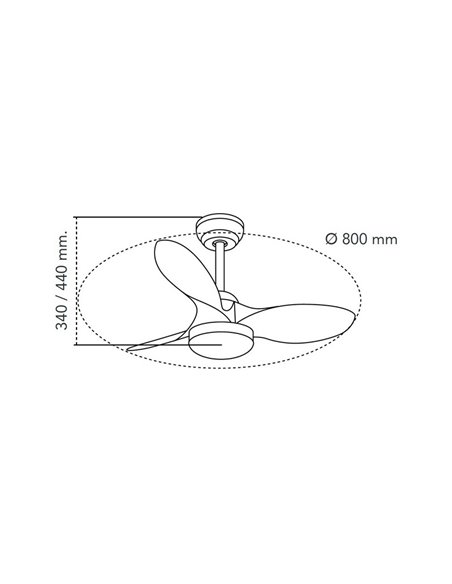 Ventilador de Techo LED STEL Mini S Negro para habitaciones pequeñas 20W 1900Lm CCT Dim