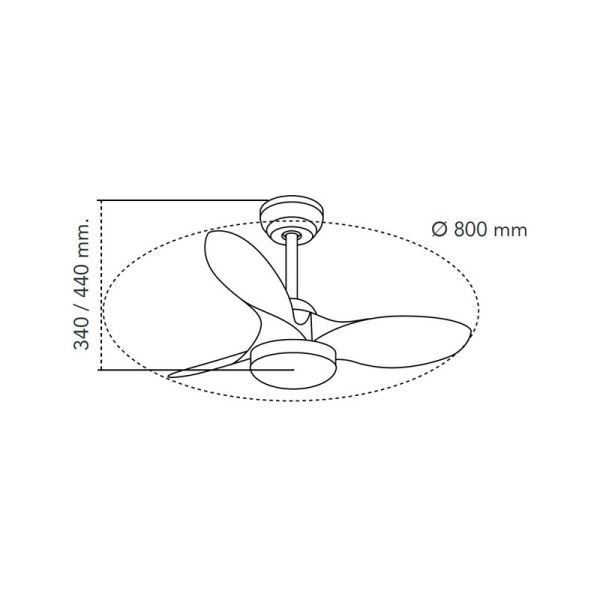 Ventilador de Techo LED STEL Mini S Negro para habitaciones pequeñas 20W 1900Lm CCT Dim