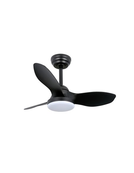 Ventilador de Techo LED STEL Mini S Negro para habitaciones pequeñas 20W 1900Lm CCT Dim