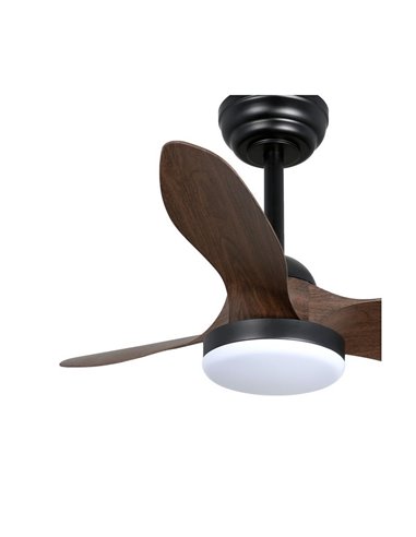 Ventilateur de Plafond LED STEL Mini S Noir+Bois 20W 1900Lm CCT Dim