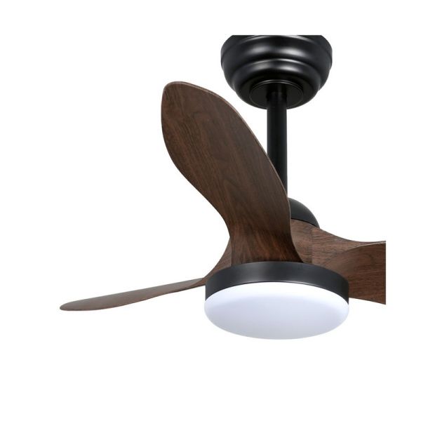 Ventilador de Techo LED STEL Mini S Negro+Madera 20W 1900Lm CCT Dim