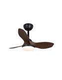 Ventilador de Techo LED STEL Mini S Negro+Madera 20W 1900Lm CCT Dim