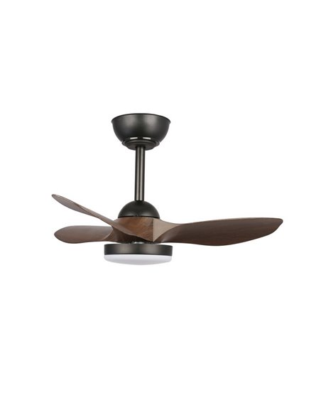 Ventilador de Techo LED STEL Mini S Negro+Madera 20W 1900Lm CCT Dim