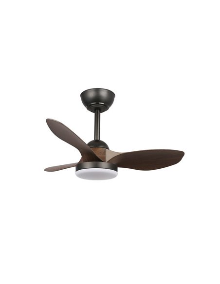 Ventilador de Techo LED STEL Mini S Negro+Madera 20W 1900Lm CCT Dim