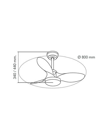 Ventilador de Techo LED STEL Mini S Negro+Madera 20W 1900Lm CCT Dim
