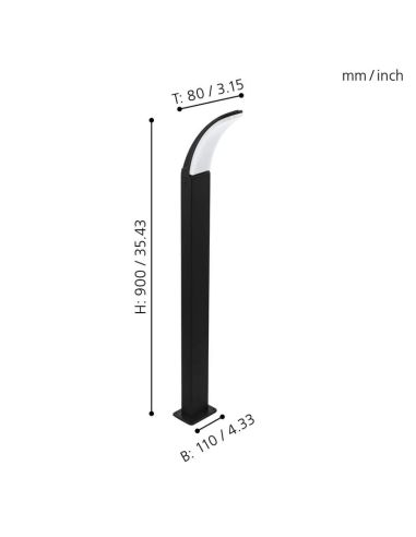 Poste LED para Exterior 10W 38cm MANFRIA 1100lm 3000K IP44